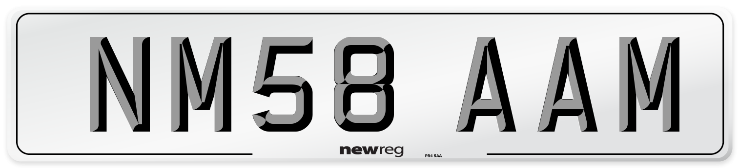 NM58 AAM Number Plate from New Reg